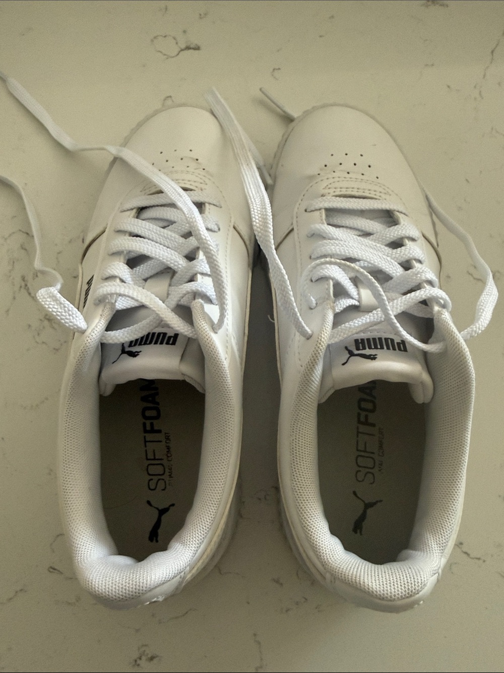 Puma White Leather Platform Sneakers Shoes 6.5 - Picture 4 of 7